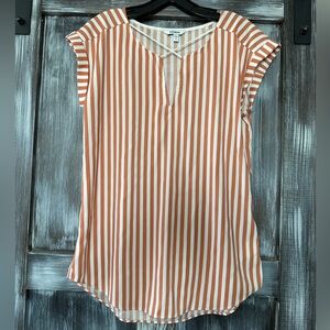 Express Striped Orange and White Top